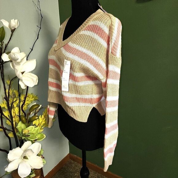 Wild Fable long sleeve striped crop sweater NWT - Picture 1 of 4